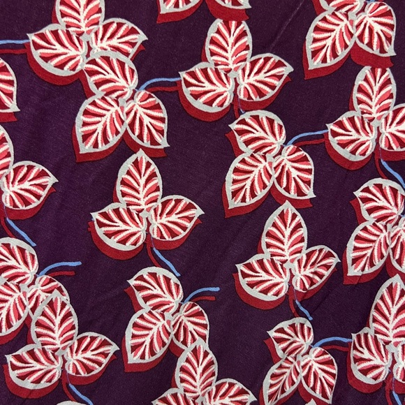 LOGO by Lori Goldstein Purple Leaf Print Blouse - Picture 7 of 9